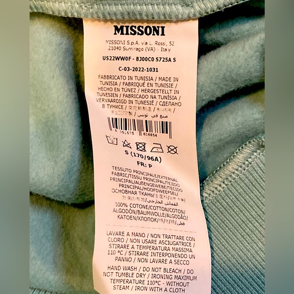 NWT Missoni Aquamarine Embroidered Medallion Logo Hoodie - Sz S - Picture 8 of 9